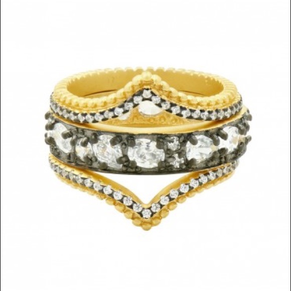 Last 1 ⛔️ Freida Rothman Gilded Cable Double Arc 3-Stack Ring - Picture 1 of 4